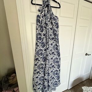Blue and White Halter Dress